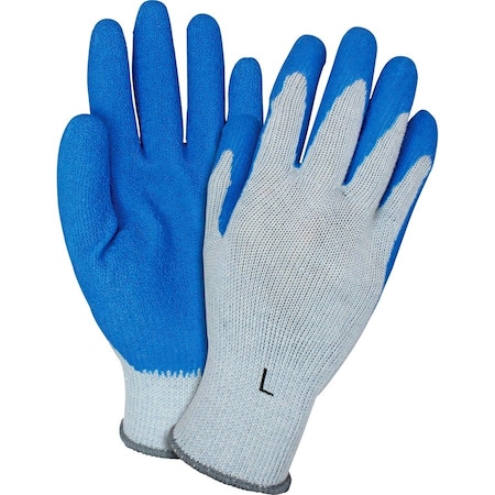 Gloves, Latex-coated, Knit, Large, 72 Pairs/CT, Blue/Gray, PK6